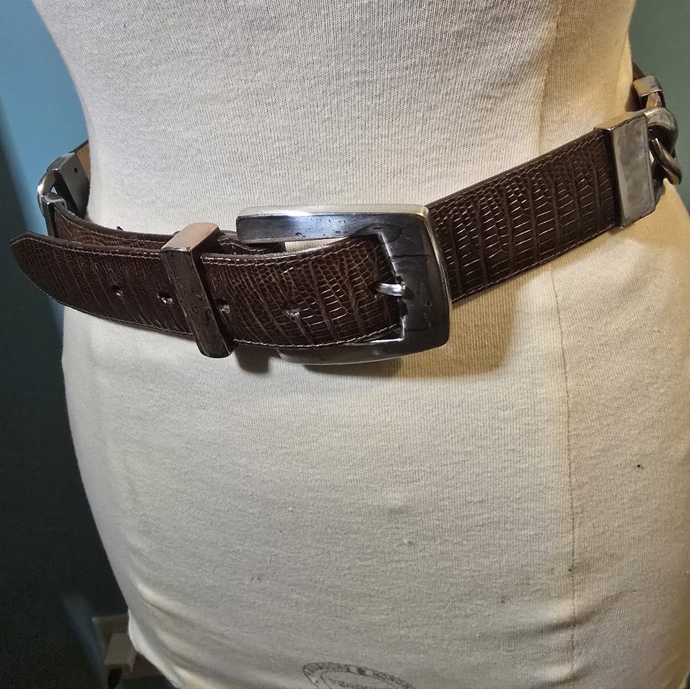 Brighton Boho Chic Lizard Embossed Leather Belt